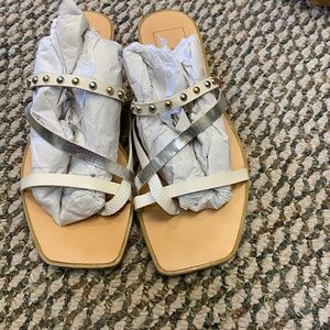 Dolce Vita White and Silver Studded Sandals
